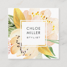 Tarjetas de visita cuadradas florales del