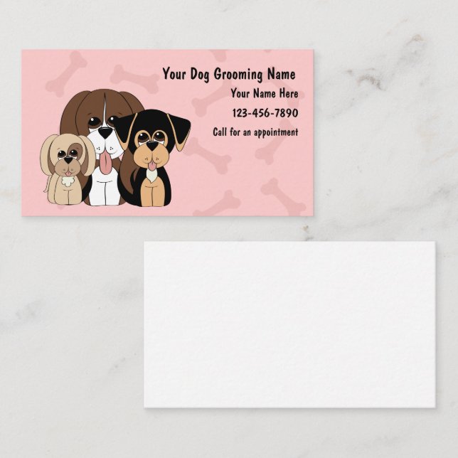 Tarjetas de visita Cute Dog Grooming (Anverso / Reverso)