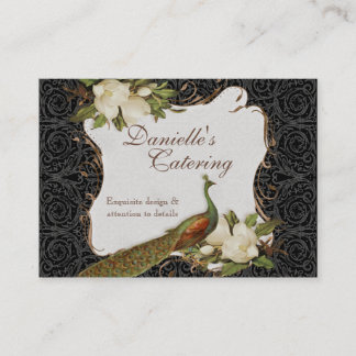 Tarjetas de visita - damasco floral de la magnolia
