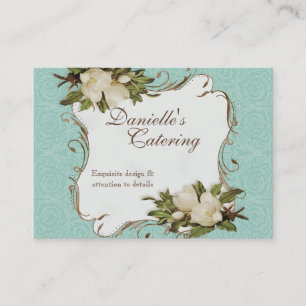 Tarjetas de visita - damasco floral de la magnolia