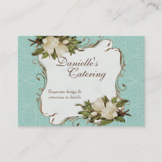Tarjetas de visita - damasco floral de la magnolia