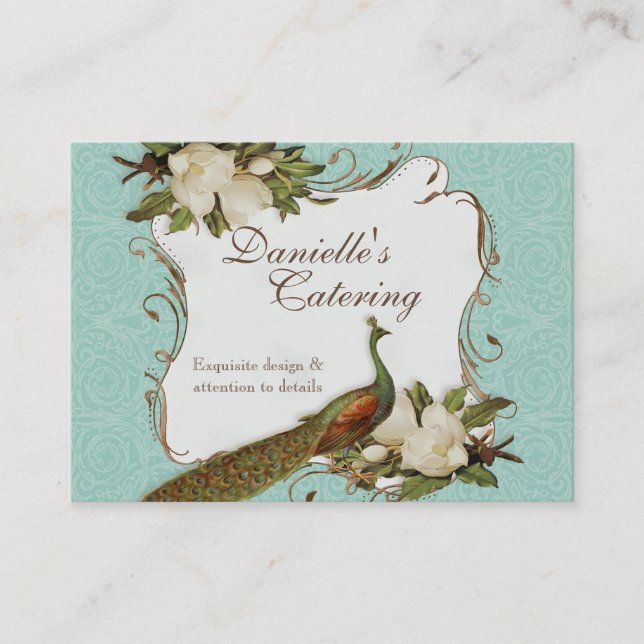 Tarjetas de visita - damasco floral de la magnolia (Anverso)