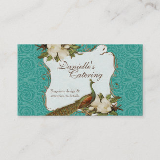 Tarjetas de visita - damasco floral de la magnolia