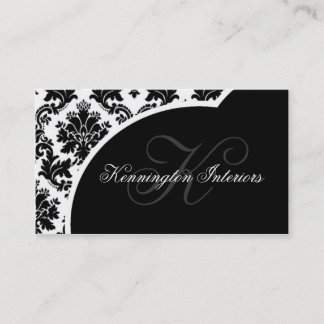 Tarjetas de visita Damask en blanco y negro