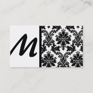 Tarjetas de visita Damask en blanco y negro