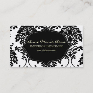 Tarjetas de visita Damask en blanco y negro