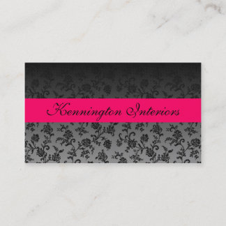 Tarjetas de visita Damask para Rosa de flor negro 
