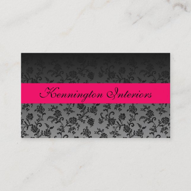 Tarjetas de visita Damask para Rosa de flor negro  (Anverso)
