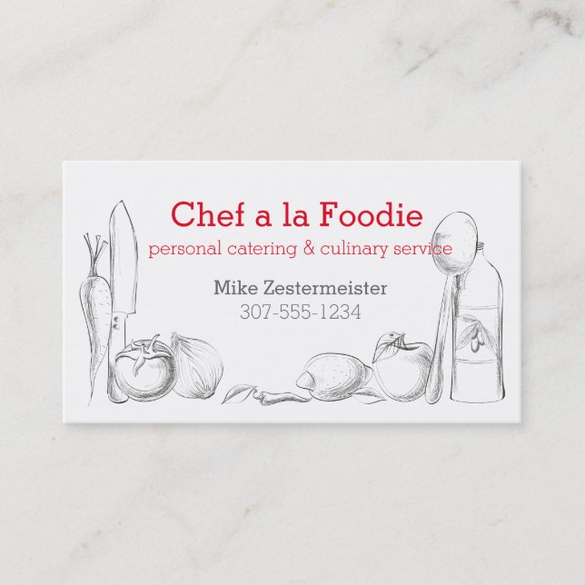 tarjetas de visita de abastecimiento del cocinero (Anverso)