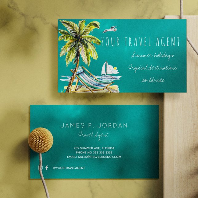 Tarjetas de visita de agencia de viajes de vacacio (Subido por el creador)