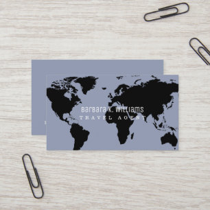 Tarjetas de visita de agente de viajes con mapa mu