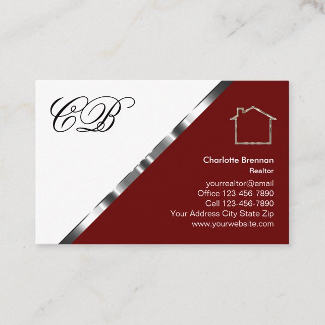 Tarjetas de visita de agente inmobiliario monogram (Anverso)