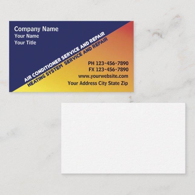 Tarjetas de visita de aire acondicionado (Anverso / Reverso)
