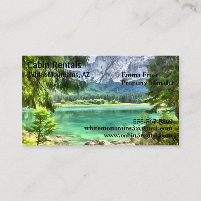 Tarjetas de visita de alquiler de vacaciones en el (Anverso)