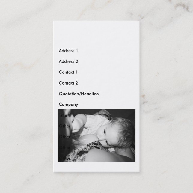 Tarjetas de visita de amamantamiento (Anverso)