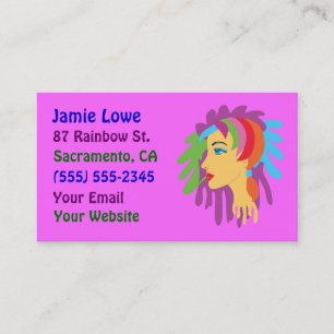 Tarjetas de visita de arte Chica de pelo arcoiris