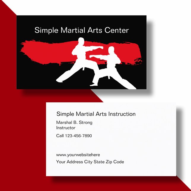 Tarjetas de visita de artes marciales simples (Subido por el creador)