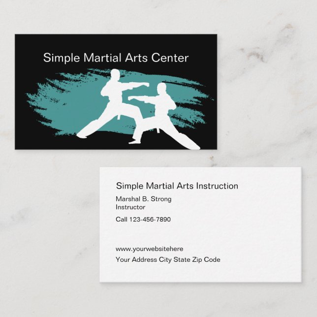Tarjetas de visita de artes marciales simples (Anverso / Reverso)