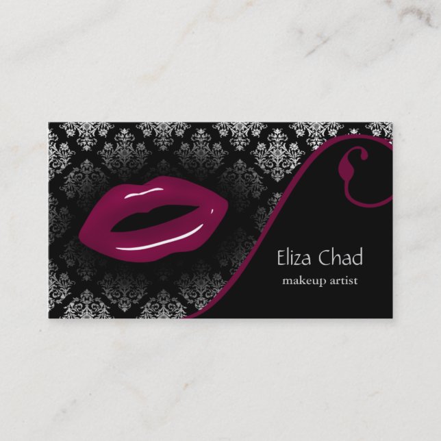 Tarjetas de visita de artista de maquillaje rosa c (Anverso)