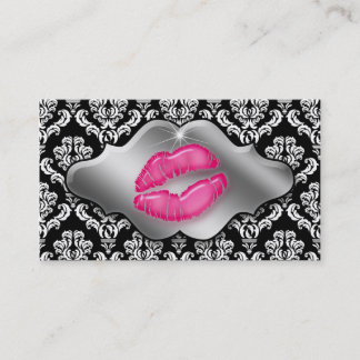 Tarjetas de visita de artista Lips rosadas Damask