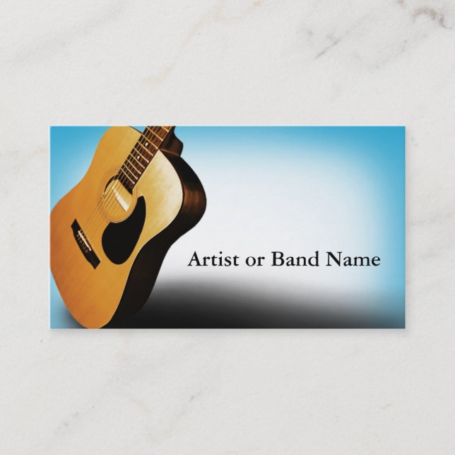 Tarjetas de visita de artistas azules de guitarra  (Anverso)