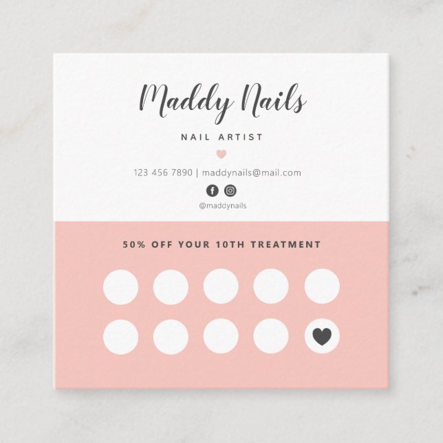 Tarjetas de visita de artistas de uñas, tarjetas d (Anverso)