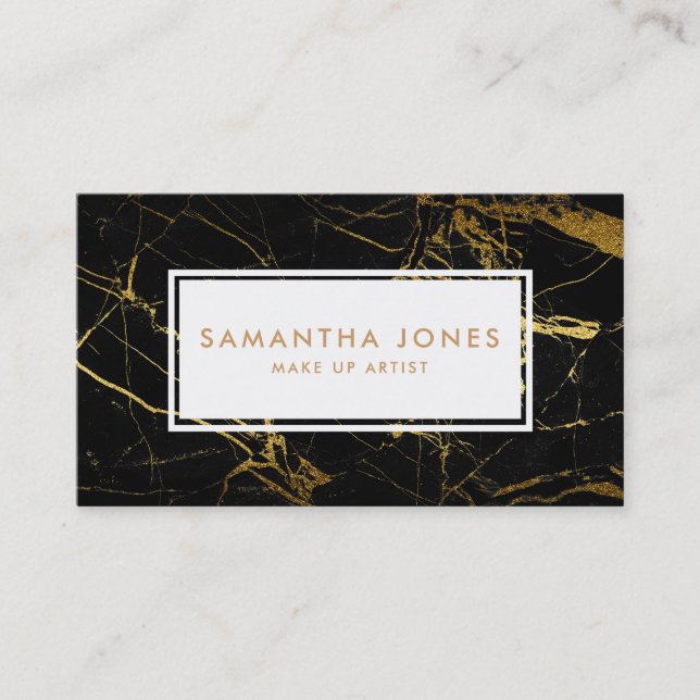 Tarjetas de visita de artistas Gold Black Marble M (Anverso)