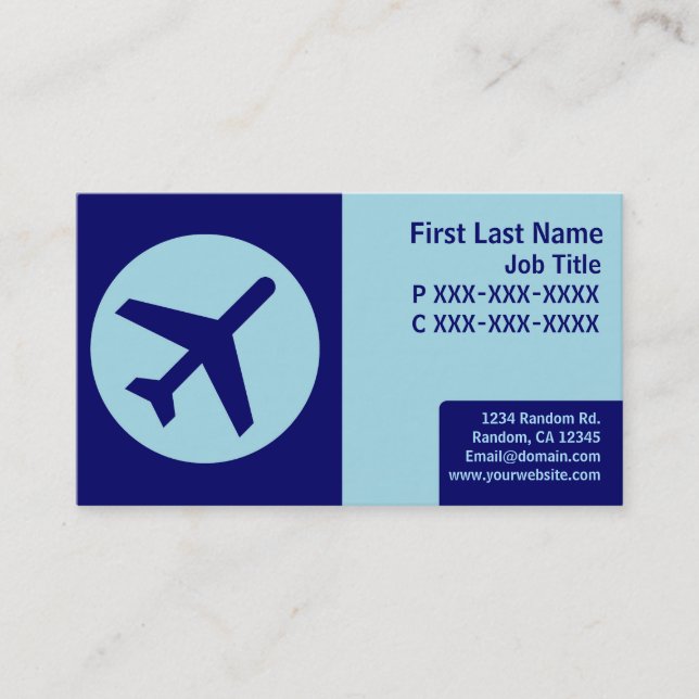 Tarjetas de visita de avión retro de tema azul (Anverso)