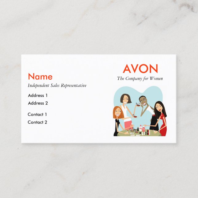 Tarjetas de visita de Avon con los medios sociales (Anverso)