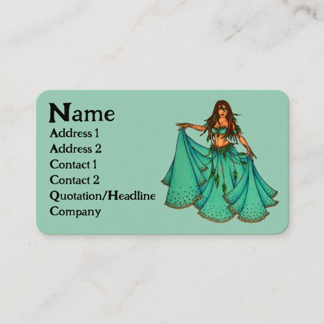 Tarjetas de visita de bailarín del Belly Sura (Anverso)