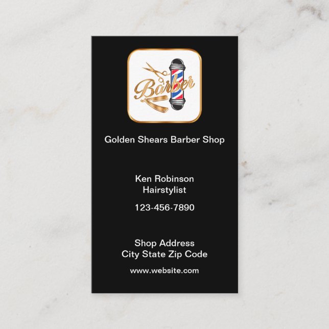 Tarjetas de visita de Barber Shop de presupuesto d (Anverso)