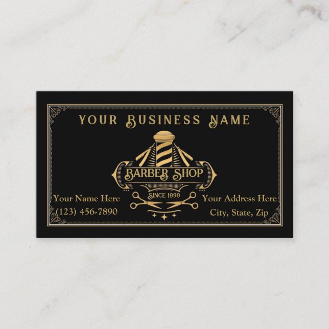 Tarjetas de Visita de Barbería (Anverso)