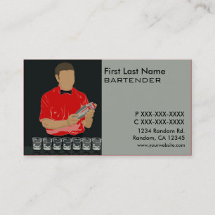 Tarjetas de visita de barman rojo