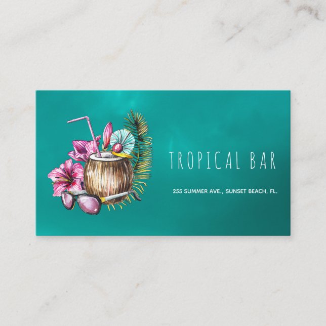 Tarjetas de visita de barman tropicales Ocean beac (Anverso)