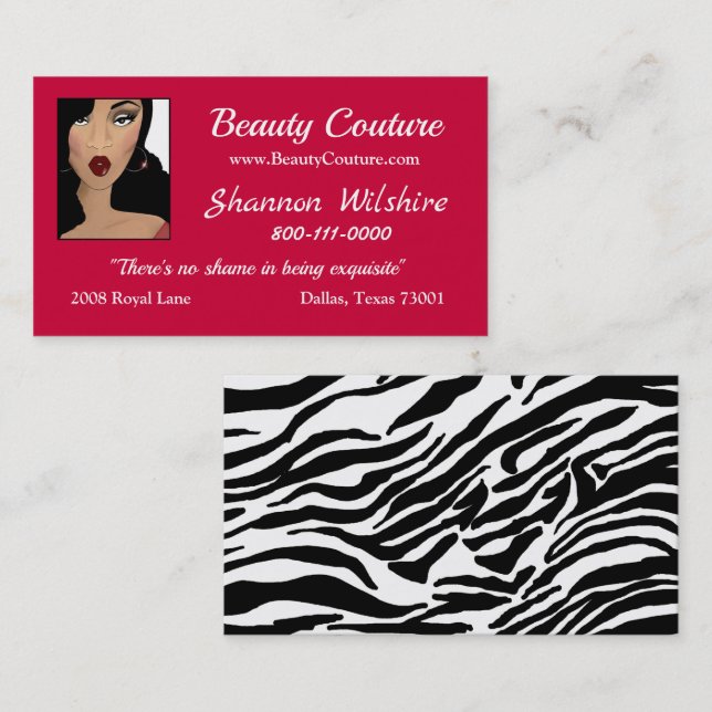 Tarjetas de visita de Beauty Couture (Anverso / Reverso)