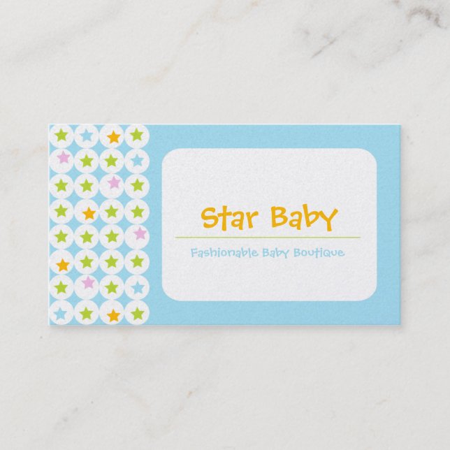 Tarjetas de visita de bebé estrella (Anverso)