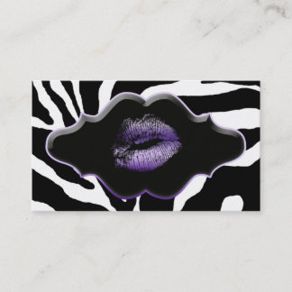 Tarjetas de visita de belleza Labios de cebra mora