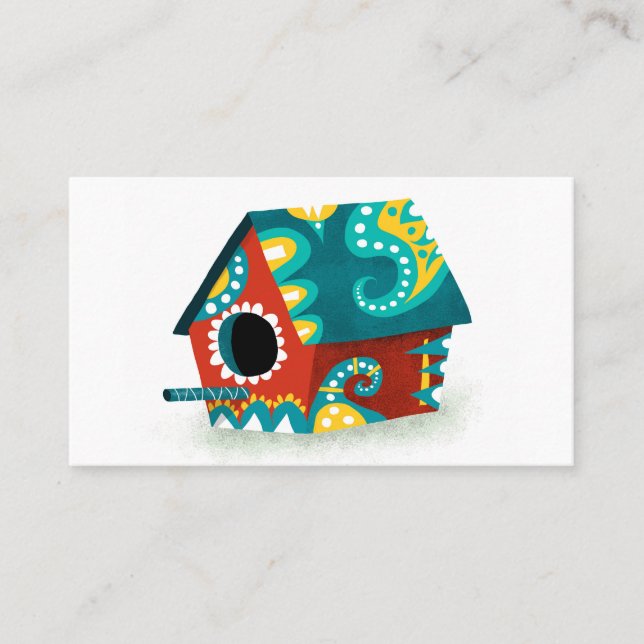 Tarjetas de visita de Birhouse - Red White Gold Aq (Anverso)