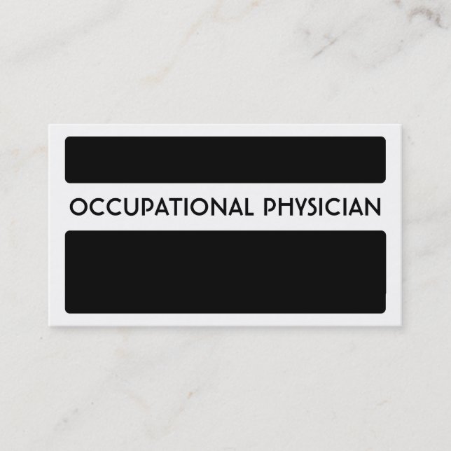 Tarjetas de visita de Black White Occupation Physi (Anverso)