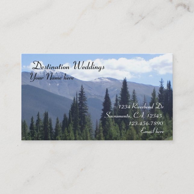 Tarjetas de visita de boda de montaña de destino (Anverso)