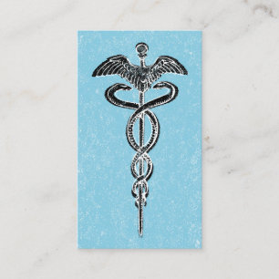 Tarjetas de visita de Caduceus - Médico azul de en