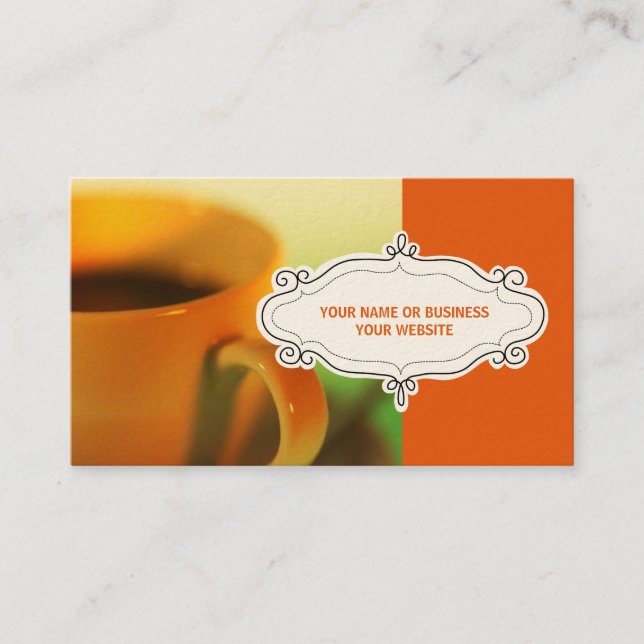 Tarjetas de visita de cafetería {Naranja} (Anverso)