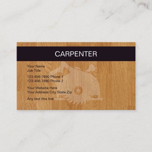Tarjetas de Visita de Carpintero (Anverso)