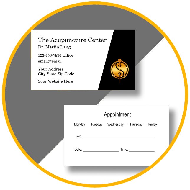 Tarjetas de visita de cita de acupuntura clásica (acupuncture appointment cards by custombusinesstemplates)