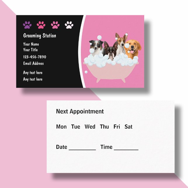 Tarjetas de visita de cita de mascota Grooming (Subido por el creador)