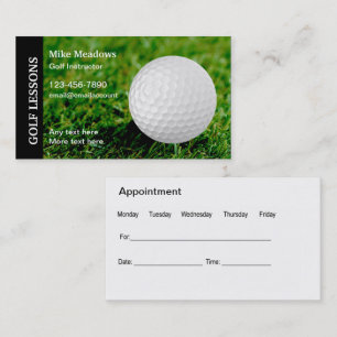 Tarjetas de visita de cita del instructor de golf