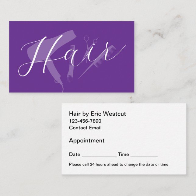 Tarjetas de visita de citas de moda de Hairstylist (Anverso / Reverso)