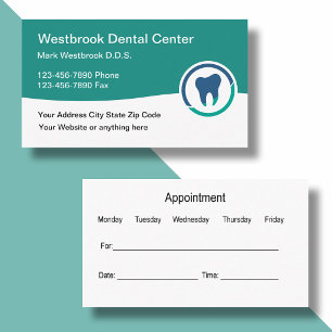 Tarjetas de visita de citas para dentistas con log