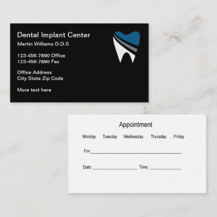 Tarjetas de visita de citas para implantes dentale