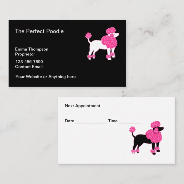 Tarjetas de visita de citas Trendy Dog Grooming (Anverso / Reverso)